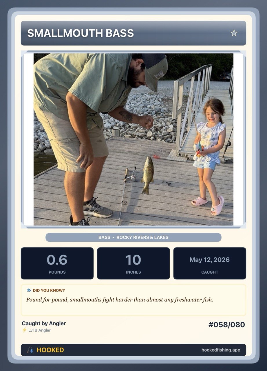 Shareable trading card for a catch